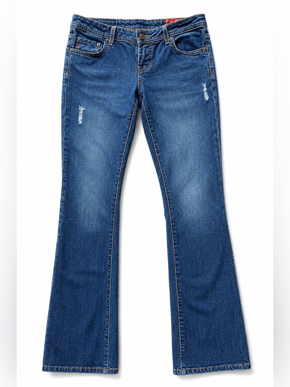 Seven7 Premium Denim Bootcut Jeans Size 28 Medium Wash Distressed Stretch